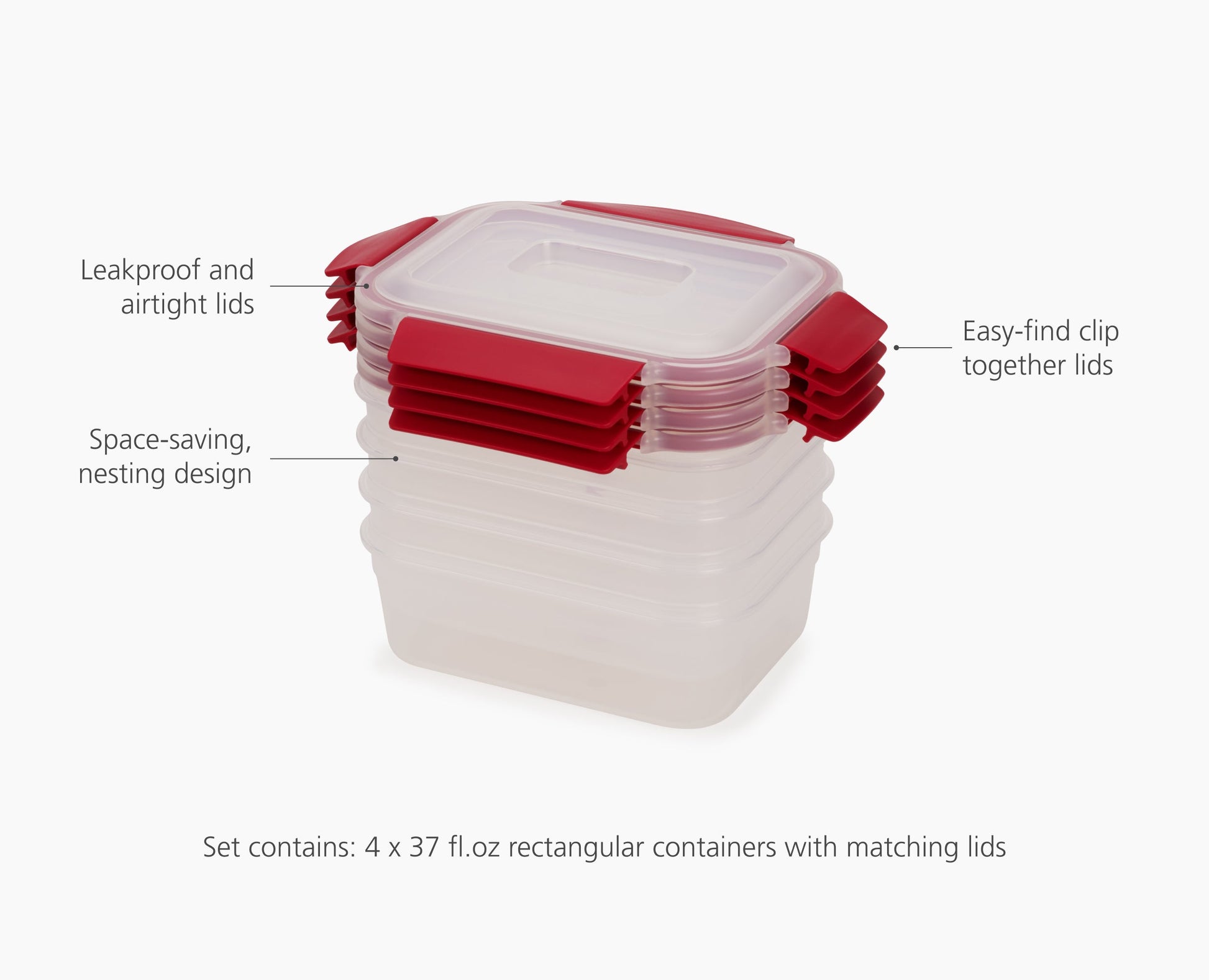 [half-width] Nest Lock 4-Piece Red 1.1L Container Set
