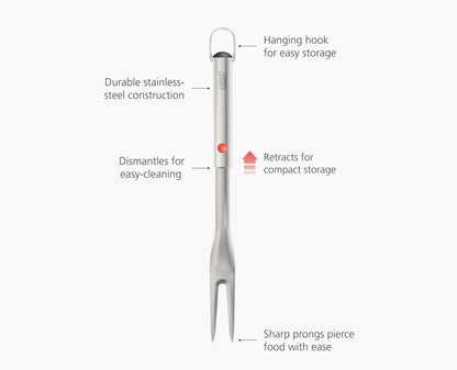 [half-width] GrillOut Stainless-Steel BBQ Fork with Extending Handle