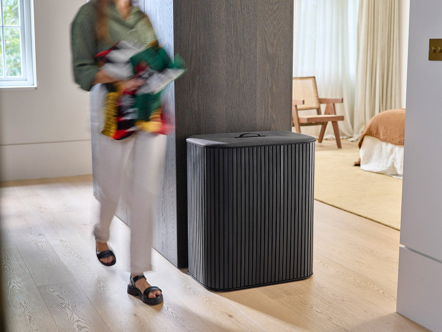[hidden] [lifestyle] Tota Trio Luxe 90L Black Laundry Separation Basket