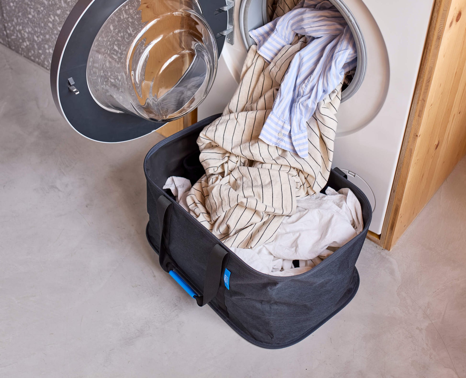 [half-width] Hold-All™ Black Collapsible 35L Laundry Basket