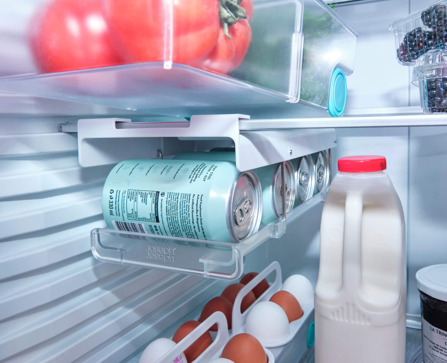 [hidden] [lifestyle] FridgeStore™ Under-Shelf Collapsible Can Dispenser