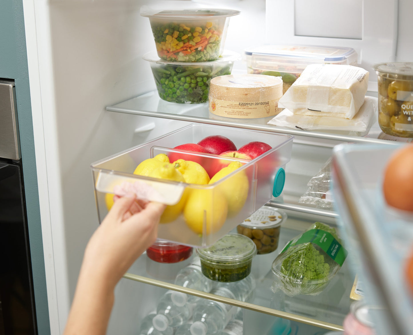 [half-width] 2-piece FridgeStore™ Clear Under-shelf Drawer & Storage Bin Set