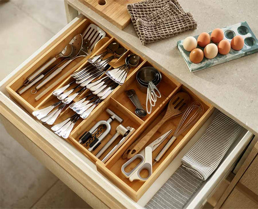 [hidden] [lifestyle] DrawerStore™ Bamboo Expanding Cutlery Organiser - 851696 - Image 2