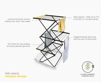 [half-width] AirFrame™ Max 21m Folding Airer with Long Garment Hanging Rails
