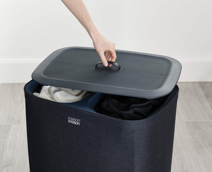 [half-width] 2-piece Black Tota 90L & Hold-All Laundry Basket Set