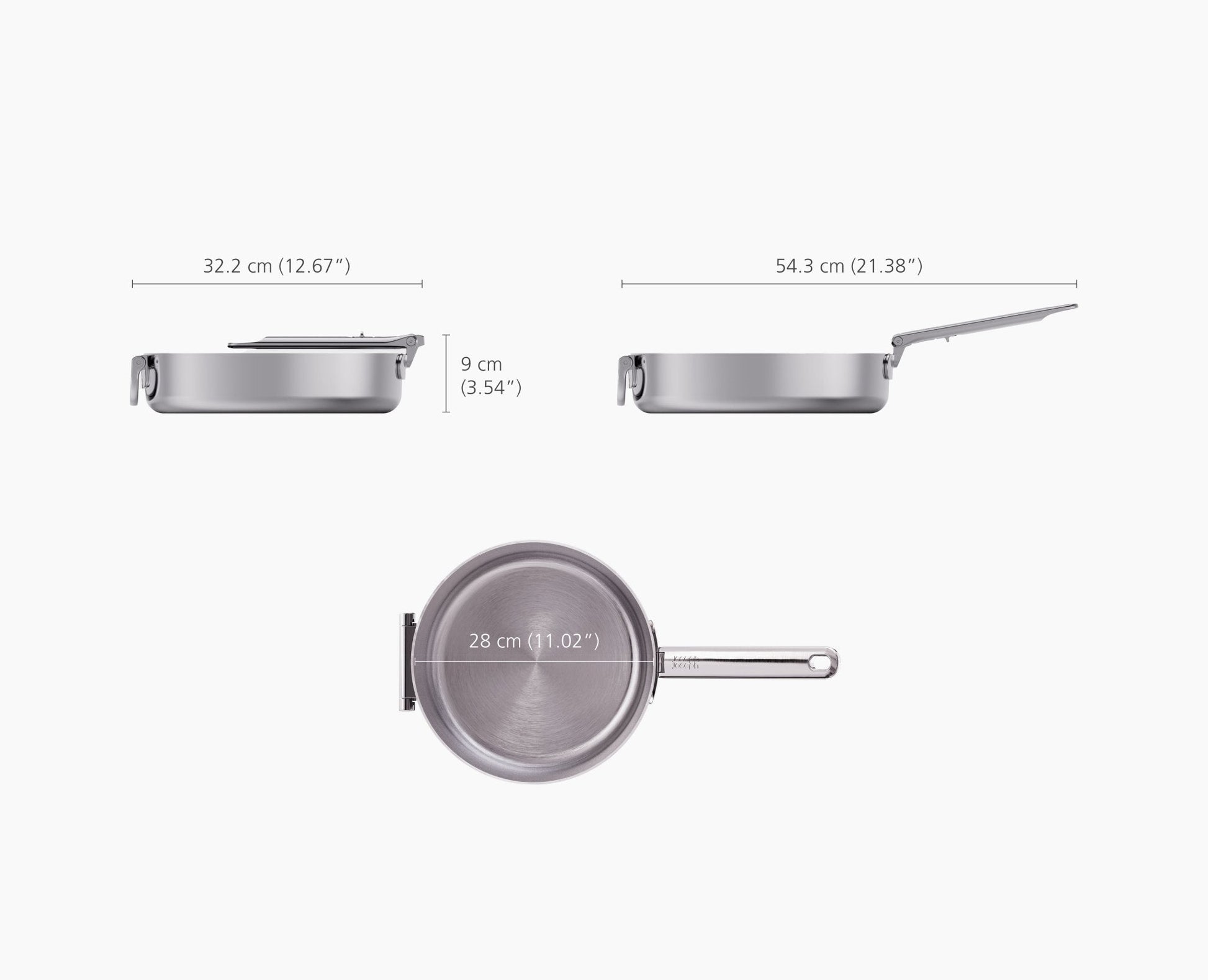 [half-width] Space Steel Folding Handle 28cm Saute Pan & Lid