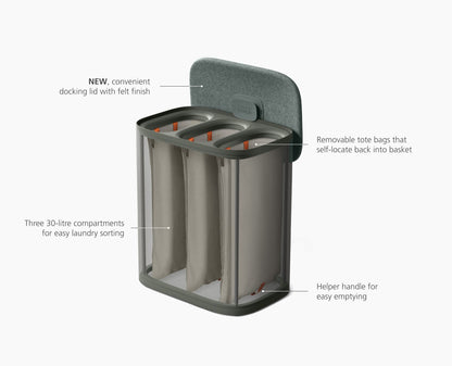Tota 2 Trio 90L Forest Gray Laundry Separation Basket